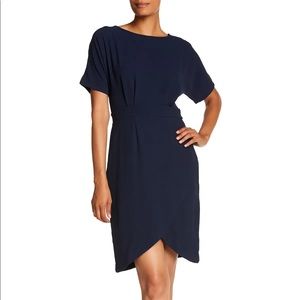 Bobeau solid dolman sleeve faux wrap dress